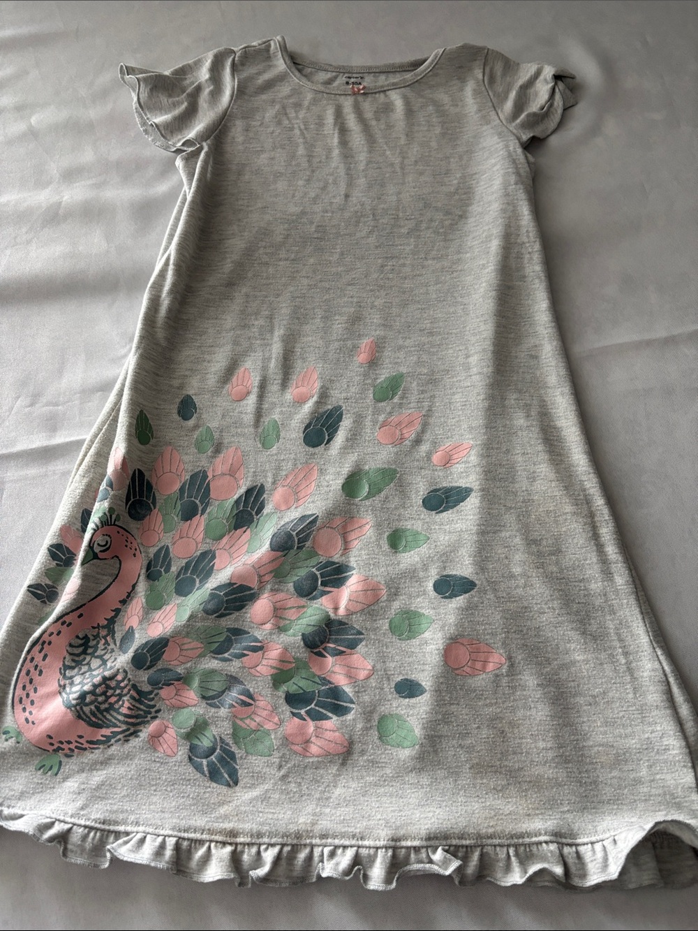 Carter's Light Gray Shirt with Small Pink Bow size 8/10